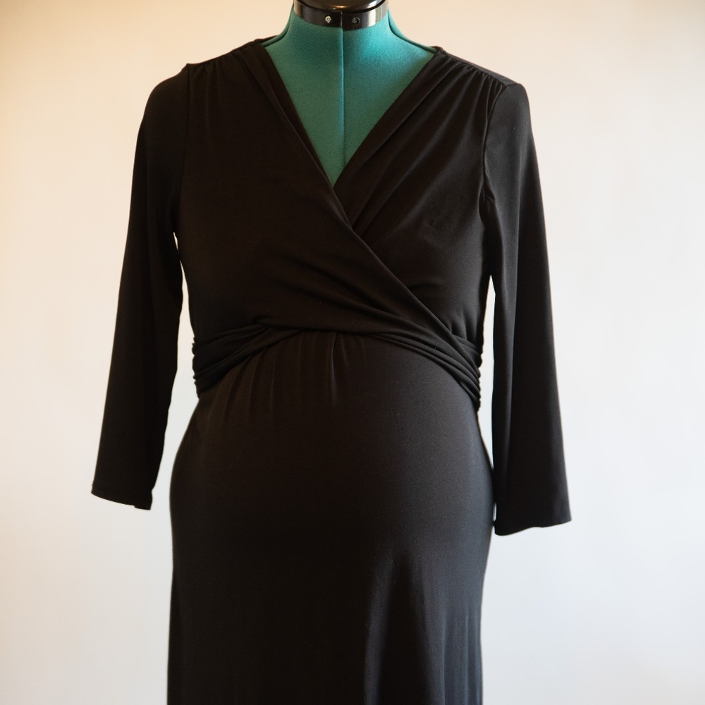 Black 3/4 Sleeve Maternity Dress